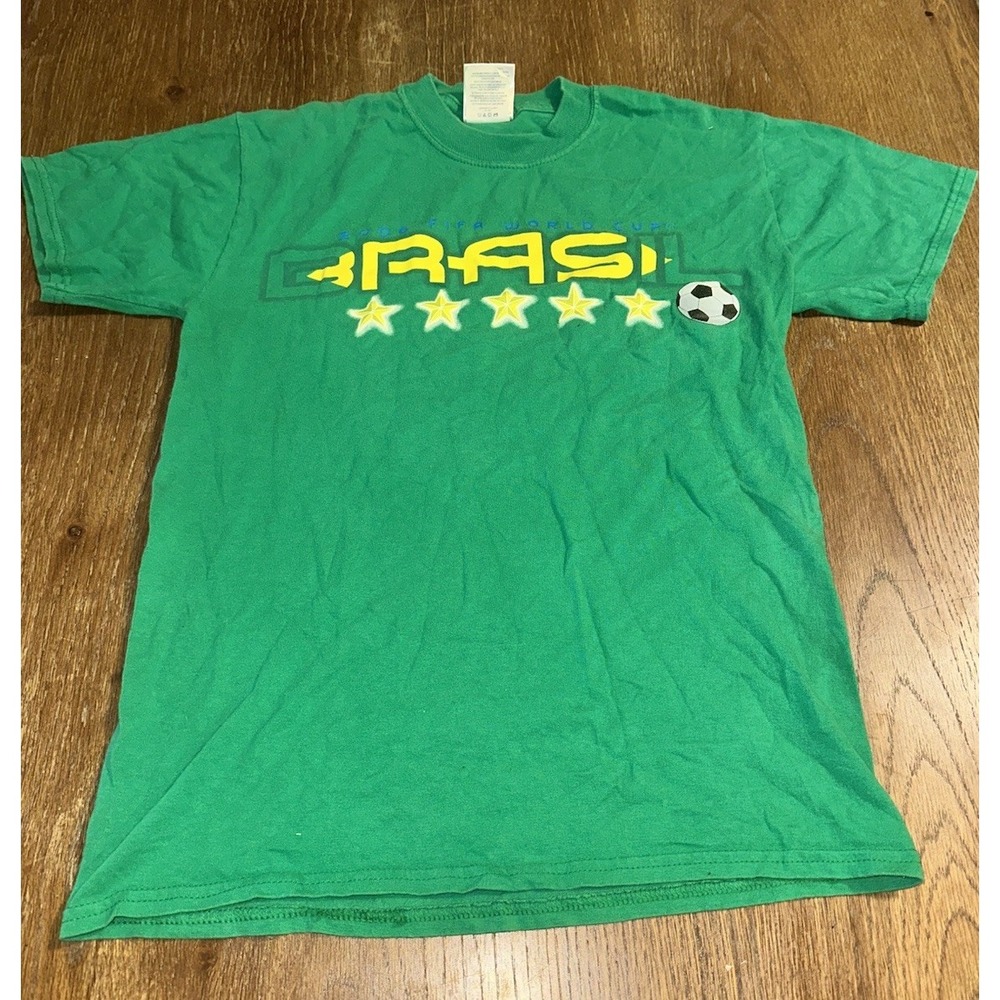 VINTAGE 2006 GERMANY FIFA WORLD CUP BRASIL T SHIRT Size Small Green
